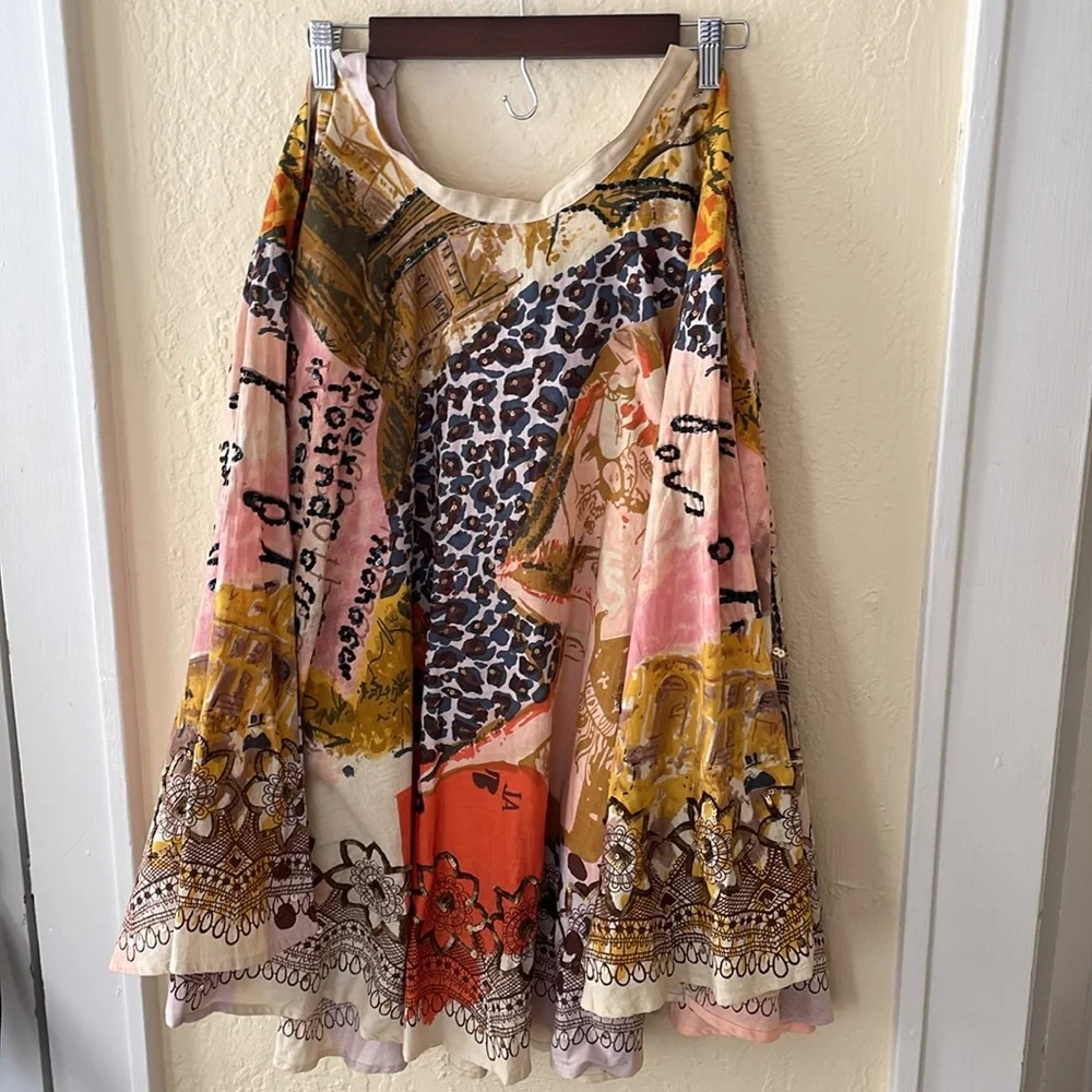 Sharagano Circle Skirt Cotton fully‎ Lined Sequin embellished Size medium